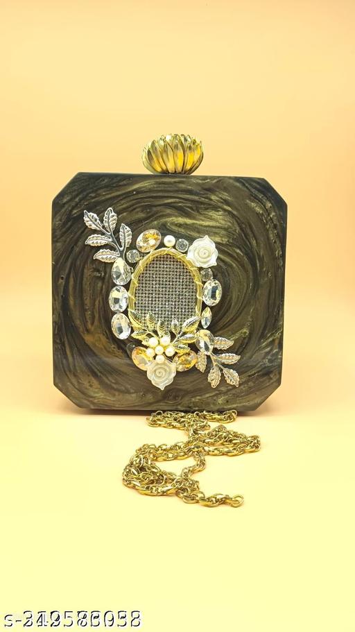 NEW STYLE HANDICRAFT Fashionable Latest Women Resin Crystal Stone Clutch