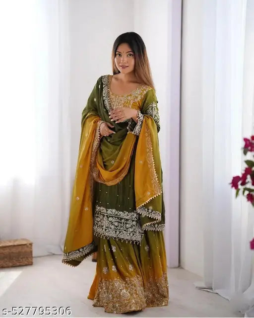 New Designer Collection in Pure Chinnon With Heavy Embroidery Stitched Ready to Wear Suit