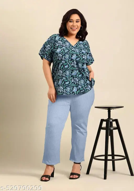 Women's plus size office pants   stretchable fabric, these trousers offer a perfect fit for all-day wear. The tailored silhouette creates a sleek, polished look,