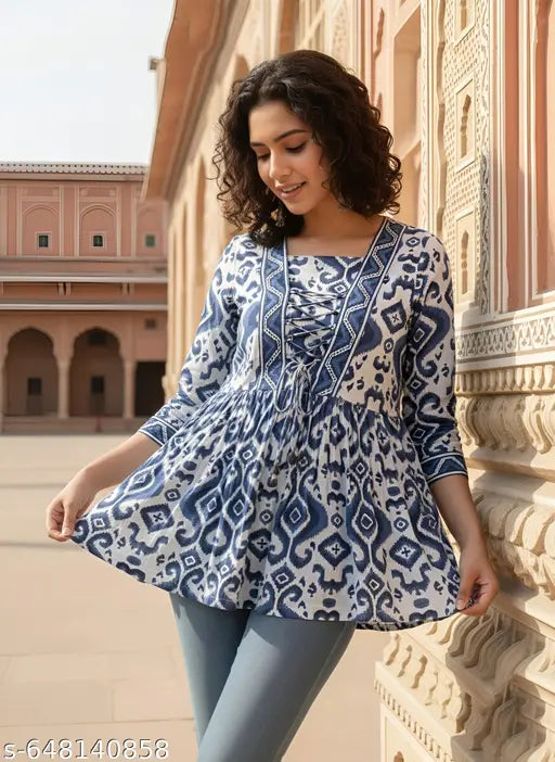 Pure Cotton Short Kurti(Only Top)