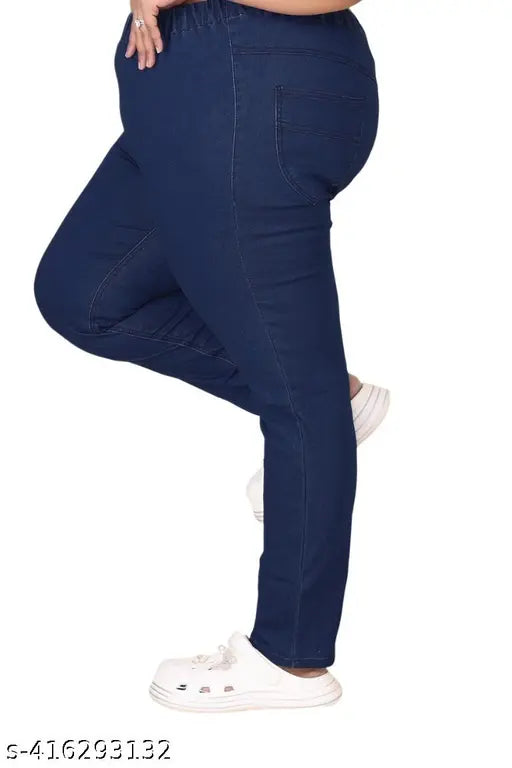 Plus Size Premium Quality Blue Color Denim Jeggings.