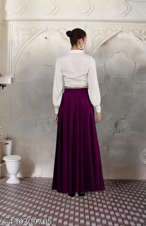 pelton Women's American Crepe Blooming Flared Long for Traditional Stitched A-line Flare Skirt for Girls with 12 Meter Flare 40inch Height