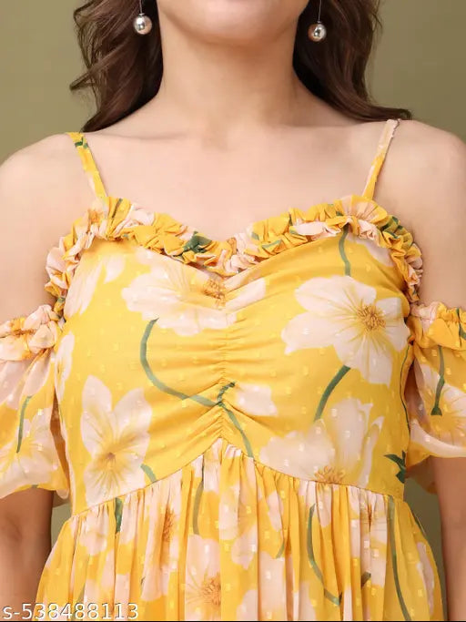 Purvaja Women's  Fit & Flared Short Sleeve Dress