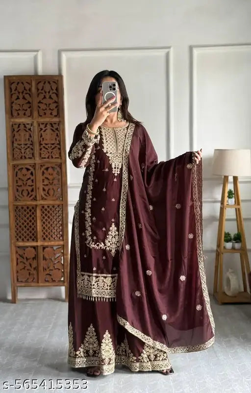 Silk  Women Kurti With Bottomwear