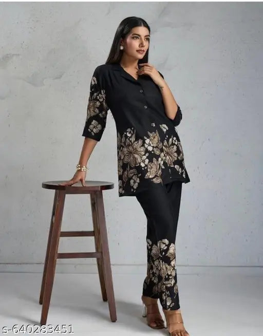 Women Black top bottom set