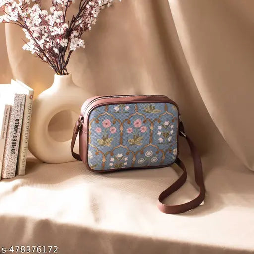 Zouk Jaipur Fresco Blue Sling Bag