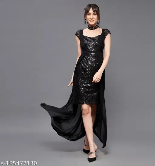 Miss Chase Women's Solid Black Dresses