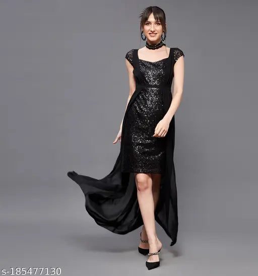 Miss Chase Women's Solid Black Dresses