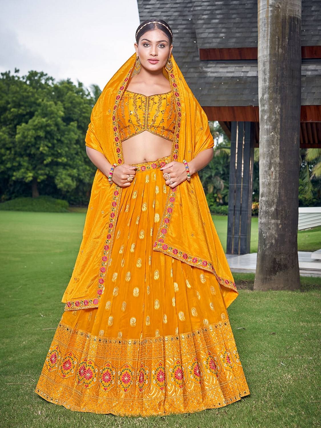 Embroidered Stitched Lehenga Choli