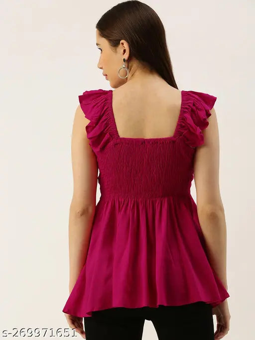 IQRAAR Women's Rayon Top (Pink)