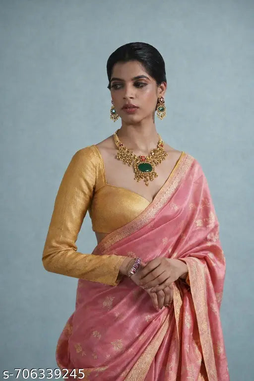 Designer Golden Kundan Temple Necklace Set with Green Kundan Stones & Matching Earrings for Women