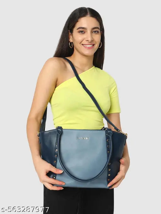 Caprese Shelby Satchel Bag for Women With Convenient Zip Closure, Perfect for Everyday Use, Work, Travel, and Casual Outings (Medium, Blue)
