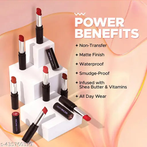 Hilary Rhoda Power Stay NonTransfer Lipstick | Matte Finish | Infused with Vitamin E & Shea Butter | Lightweight & Highly Pigmented | Glides Easily & Smudge-Proof |3.2g (Nude Pink - Shade 02)