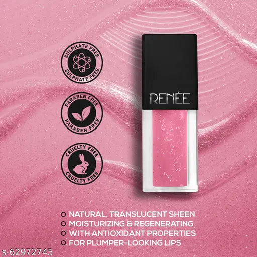 Renee See Me Shine Lip Gloss - Pink Pow Wow 2.5ml | Glossy Non Sticky & Non Drying Formula | Long Lasting Moisturizing Effect | Compact and Easy to Carry