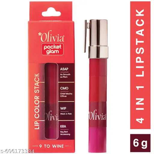Olivia Pocket Glam Lip Color Stack 4 in1 - 9 to Wine