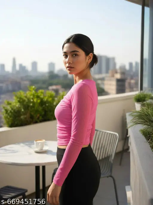 women western wear crop mesh net top