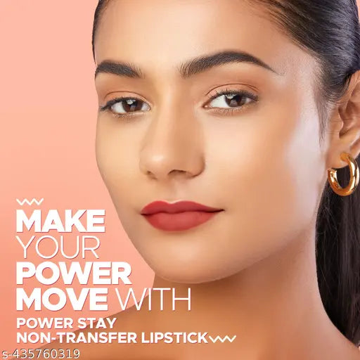 Hilary Rhoda Power Stay NonTransfer Lipstick | Matte Finish | Infused with Vitamin E & Shea Butter | Lightweight & Highly Pigmented | Glides Easily & Smudge-Proof |3.2g (Nude Pink - Shade 02)