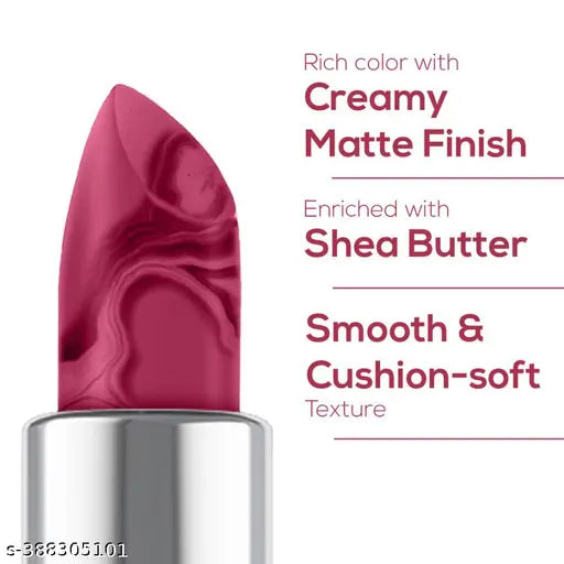 RENEE Marble Lipstick - Rosa, Rich Payoff with high Color Pigment, Moisturizing, Nourishing,   Smooth Creamy Matte Finish, Enriched with Shea Butter & Vitamin E, 4Gm