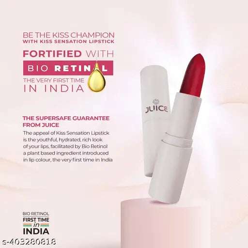 Juice Kiss Sensation Lipstick with Goodness of Bio Retinol, UV Protection & Long lasting Lipstick, Pack of 6 (Red Carpet - M02, Marooned - M05, Merlot - M07, Party Pink - M10, Browned - M17, Balmy Brown - M19)