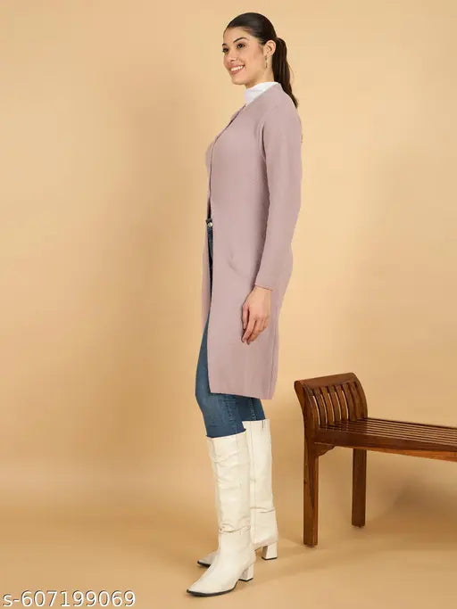 Clapton Hair Wool Winter Wear Women’S Long Cardigan Pink