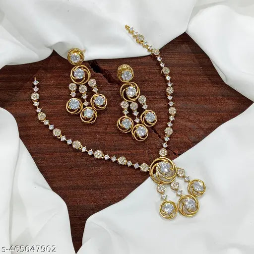 PREMIUM QUALITY MATTE FINISH AD STONE NECKLACE WITH EARRING