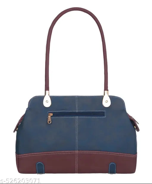 Fostelo Women's Vegan Leather Davie Shoulder Bag | Ladies Purse Handbag (Blue) (Large)