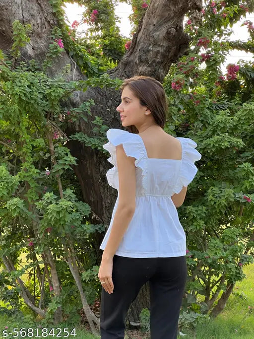 white frill top