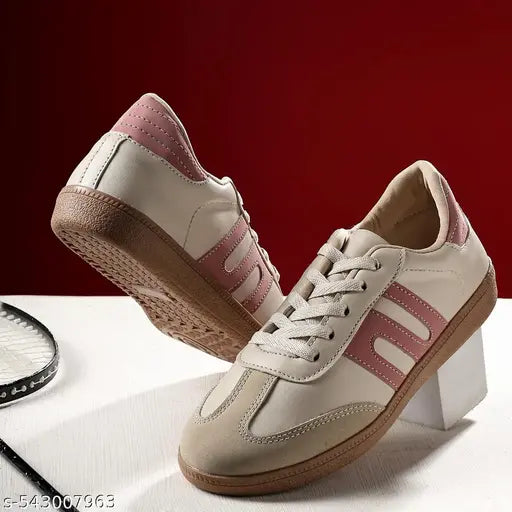 Trase Casual Sneaker Shoes For Women | Soft Cushioned Insole | Sneakers For Woman | Lightweight | Comfortable | Stylish, Trendy Girls And Women Sneakers With Laces (42139, PEACH-CREAM)