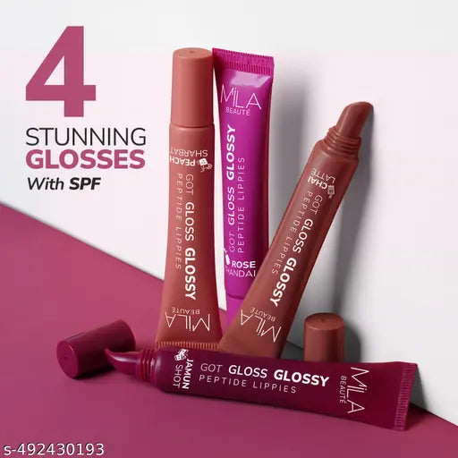 Mila Beaute Peptide infused Gloss I With HyaluronicAcid & Vitamin E I Hydrating I Plump & Fuller Lips I Non Sticky I Highly Pigmented|8 gm|Jamun Shot