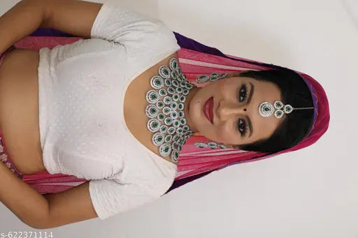 Green Rhodium-Plated Alloy Necklace Set for All Occasions