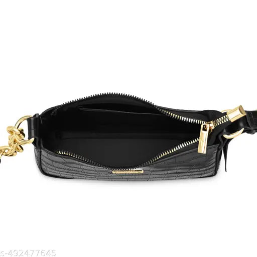 Fastrack Women Black Textured Sling Bag