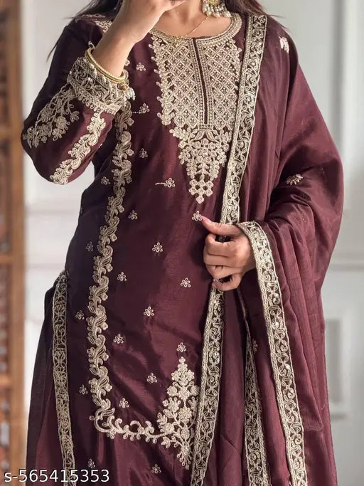 Silk  Women Kurti With Bottomwear