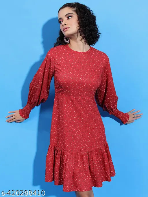 Ketch Women Red Printed Waist Dress