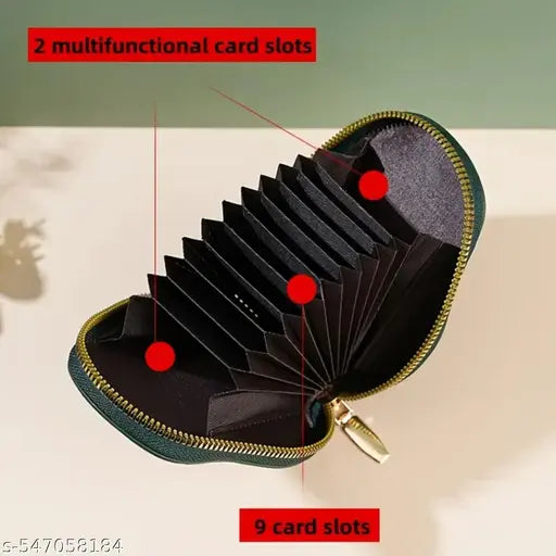 VEMILIO Cute Avocado Design Card Holder Wallet for Women & Girls | Small Stylish Purse – Credit Card Holder, 11 Slot Zipper Coin Wallet for ATM, Debit, ID | Mini Wallet for Women with Trendy Design | Compact & Hand Wallet for Teens - Brown