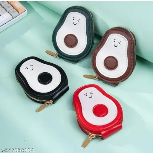 VEMILIO Cute Avocado Design Card Holder Wallet for Women & Girls | Small Stylish Purse – Credit Card Holder, 11 Slot Zipper Coin Wallet for ATM, Debit, ID | Mini Wallet for Women with Trendy Design | Compact & Hand Wallet for Teens - Brown