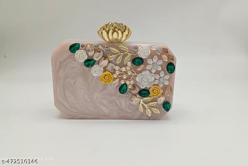 BEST INDIAN HANDICRAFT Designer & Stylish Stone Clutch for Women | Resin Embellished Stone Handmade Clutch Bag/Purse for Bridal Casual Party Wedding | Fancy Casual Women/Ladies Clutch Bag