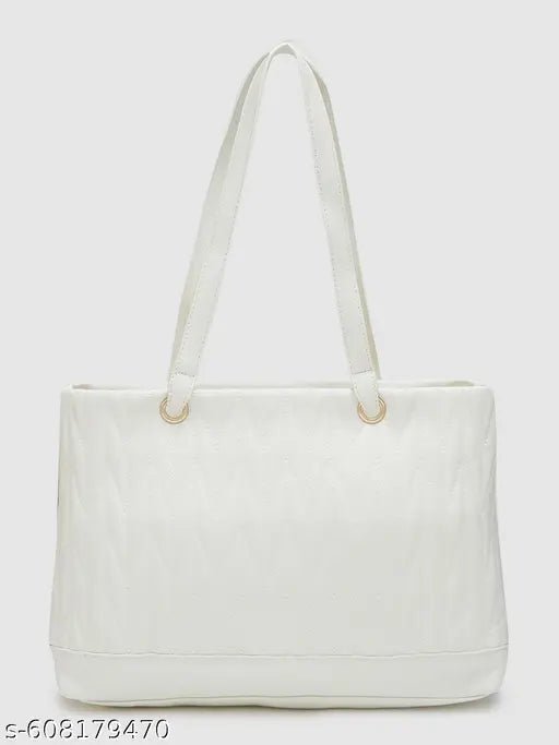Globus Women White Textured Casual Tote Bag