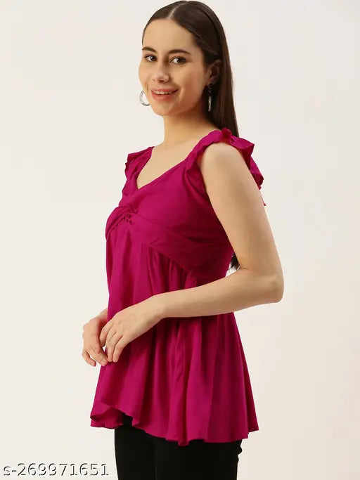 IQRAAR Women's Rayon Top (Pink)