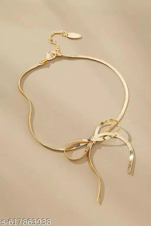 Anti tarnished bow necklace