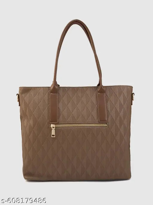 Globus Women Brown Textured Casual Tote Bag