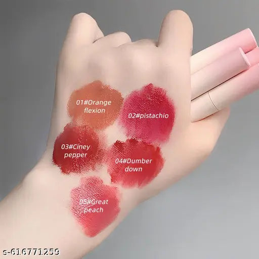 Gege Bear Velvet Cushion Matte Lipstick | Korean Powder-Cream Lip Tint with Soft Cushion Applicator | Lightweight, Long-Lasting, Smudge-Proof & Blurred Matte Finish | Perfect Gradient Look | 5 Trendy Shades for Women & Girls