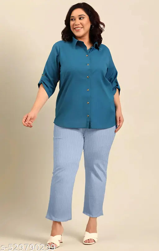 Women's plus size office pants   stretchable fabric, these trousers offer a perfect fit for all-day wear. The tailored silhouette creates a sleek, polished look,