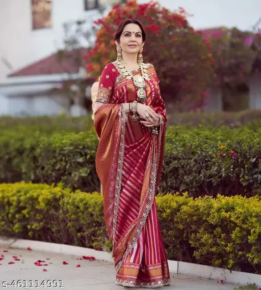 Nita Ambani Inspired Banarasi kattan Saree with rich pallu and blouse