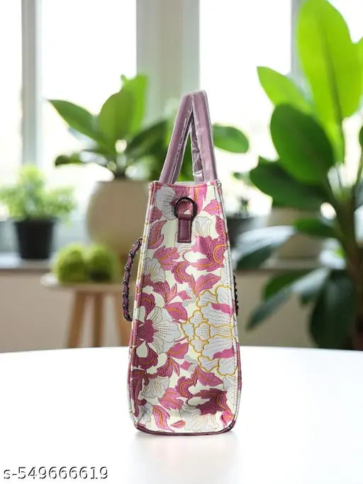 Premium Flower Printed PU Leather Handbag for casual, office, or evening outings