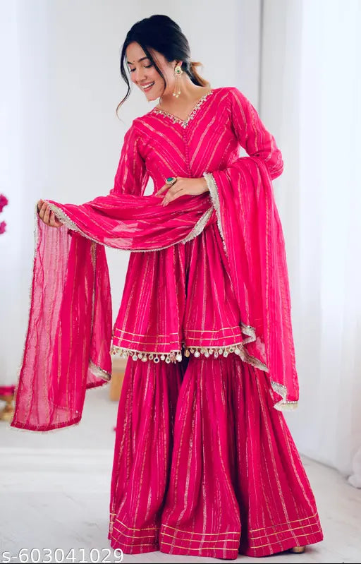 Pink sharara