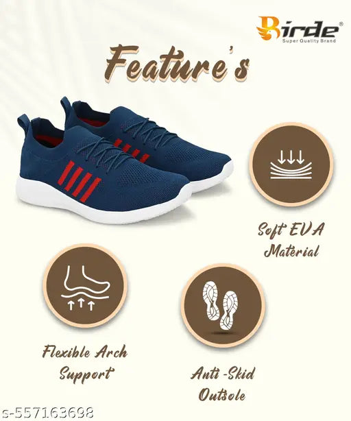 BIRDE Stylish Flyknit Lightweight Memory Foam Casual Sneakers Shoes For Men