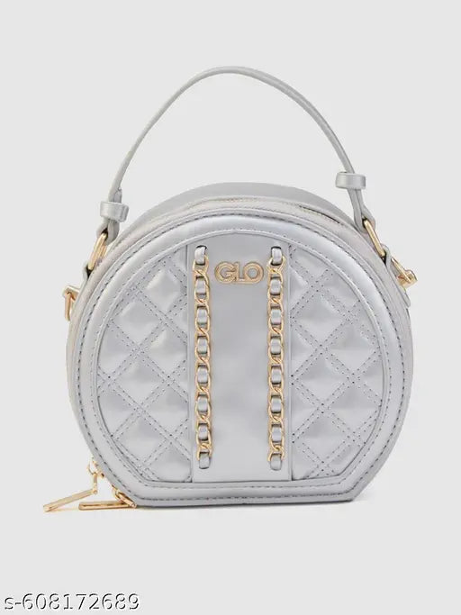 Globus Women Silver Embellished Party Sling Bag