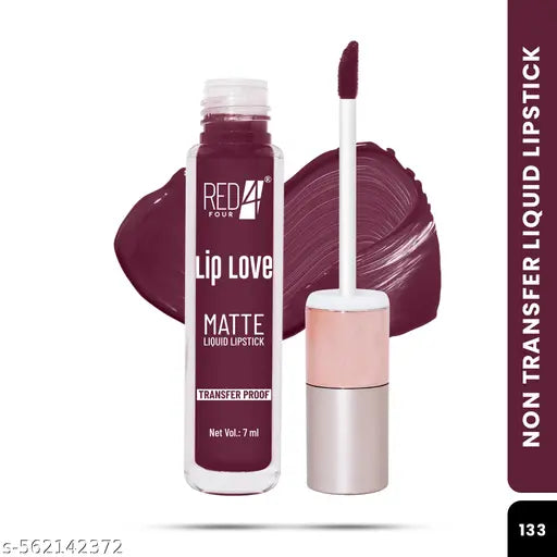 RED 4 Lip Love Matte Liquid Lipstick | Transfer Proof | Smooth Texture | Hydrating | Long Lasting | Water-proof Full Coverage Liquid Lipstick (133,7ml)