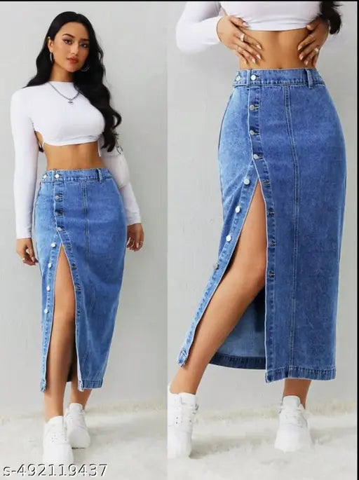 Woman High Waist Denim Skirt