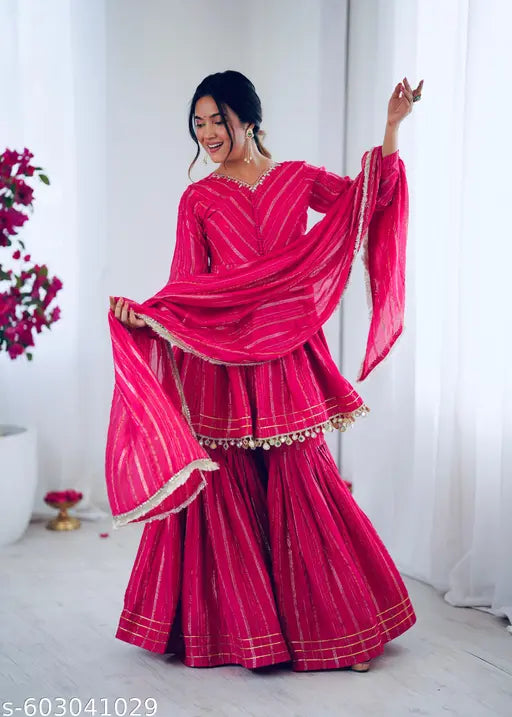 Pink sharara